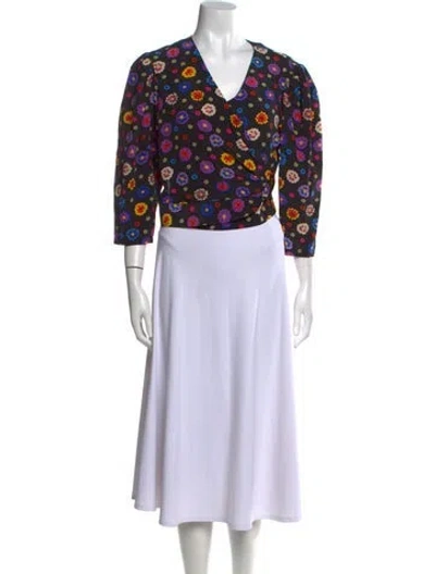 Pre-owned Lhd Silk Floral Print Crop Top In Black