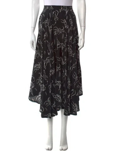 Pre-owned Lhd Silk Long Skirt In Black