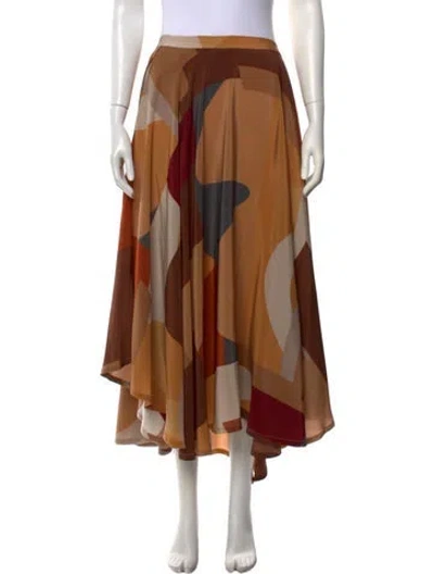 Pre-owned Lhd Silk Long Skirt In Brown