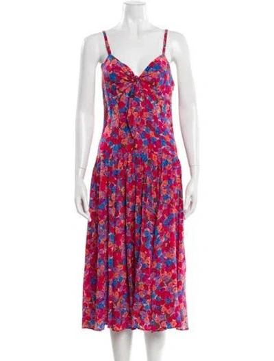 Pre-owned Lhd Silk Midi Length Dress In Red