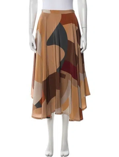 Pre-owned Lhd Silk Midi Length Skirt In Neutrals