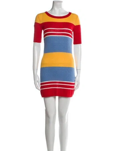 Pre-owned Lhd Striped Mini Dress In Red