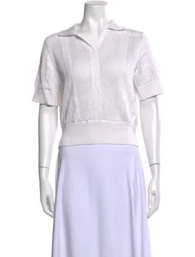 Pre-owned Lhd V-neck Short Sleeve Polo In White
