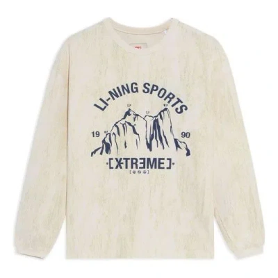 Li-ning Alphabet Printing Loose Sports Round Neck 'creamy White' In Neutral