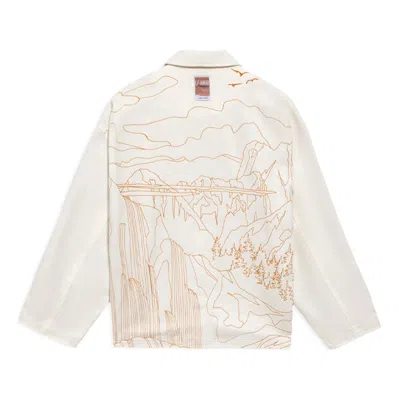 Li-ning Back Landscape Pattern Printing Lapel Single Breasted Jacket 'white'