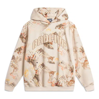 Li-ning Badfive All-over Print Hoodie 'khaki' In Neutral