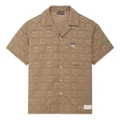 Li-ning Badfive All-over Print Shirt 'khaki' In Brown