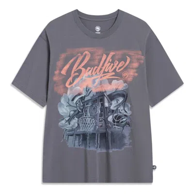 Li-ning Badfive Cartoon Graphic T-shirt 'smoke Grey' In Gray