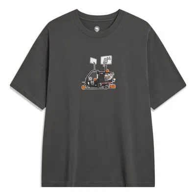 Li-ning Badfive Dream With Hoops Graphic T-shirt 'washed Black'