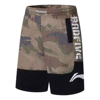 Li-ning Badfive Graphic Basketball Shorts 'army Green Camo' In Brown