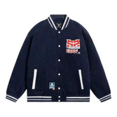 Li-ning Badfive Graphic Cotton Baseball Jacket 'black' In Blue