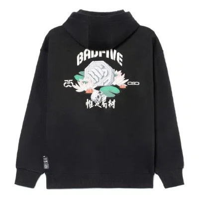 Li-ning Badfive Graphic Fleece Hoodie 'black' In Blue