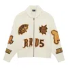 Li-ning Badfive Graphic Knit Hooded Jacket 'beige' In White