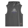Li-ning Badfive Graphic Sleeveless Hoodie 'washed Grey' In Gray
