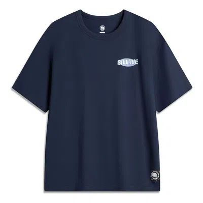 Li-ning Badfive Hoops Graphic T-shirt 'navy' In Blue