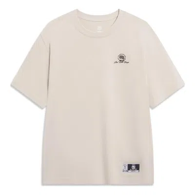 Li-ning Badfive Live With Hoops Graphic T-shirt 'beige' In Neutral