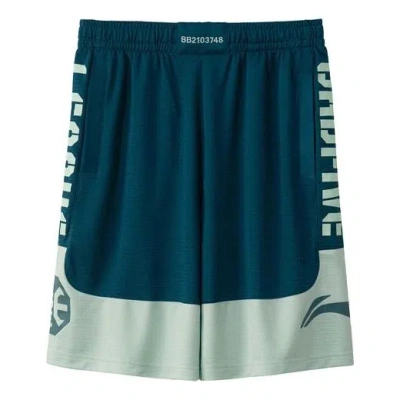 Li-ning Badfive Logo Basketball Shorts 'green Teal' In Blue
