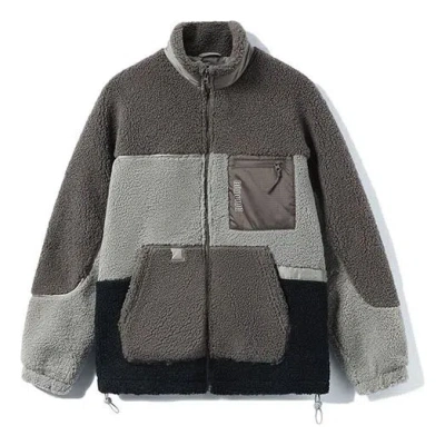 Li-ning Badfive Logo Color Block Polar Fleece Jacket 'grey' In Black