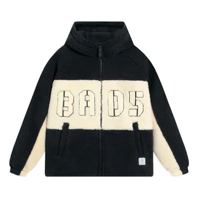 Li-ning Badfive Logo Fleece Full Zip Jacket 'black Beige' In Multi