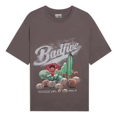 Li-ning Badfive Plants Graphic T-shirt 'taupe' In Black