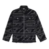 Li-ning Badfive Series Full Print Loose Washed Denim Jacket 'black Grey' In Gray
