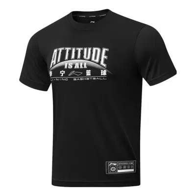 Li-ning Basketball Attitude Is All Graphic T-shirt 'black White'