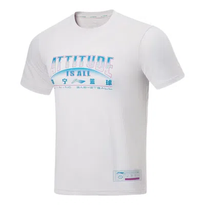 Li-ning Basketball Attitude Is All Graphic T-shirt 'white Blue'