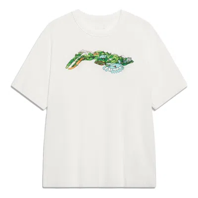 Li-ning Cartoon Graphic T-shirt 'white' In Green