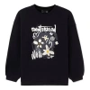 Li-ning Cf Sports Fashion Series Flowers Alphabet Printing Loose Fleece Lined Round Neck Pullover Ho In Black