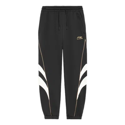 Li-ning Color Block Graphic Sweatpants 'black White'
