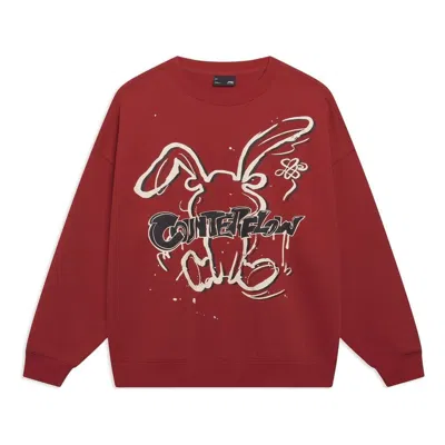 Li-ning Counterflow Cartoon Rabbit Graphic Sweatshirt 'red' In Burgundy