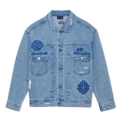 Li-ning Embroidered Denim Jacket 'denim Blue'