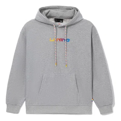 Li-ning Embroidered Logo Hoodie 'light Grey' In Gray
