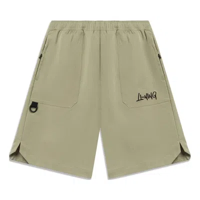 Li-ning Embroidered Logo Shorts 'khaki' In Green