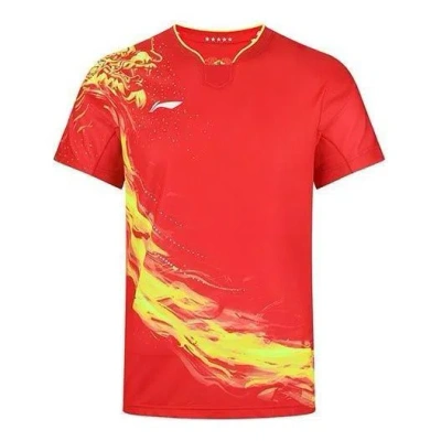 Li-ning Fast-dry Table Tennis Dragon T-shirt 'red Yellow'