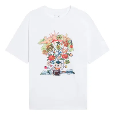 Li-ning Floral Cartoon Graphic Loose Fit T-shirt 'white'