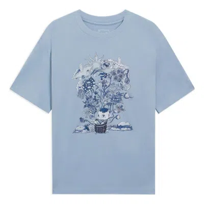 Li-ning Floral Cartoon Graphic T-shirt 'blue'