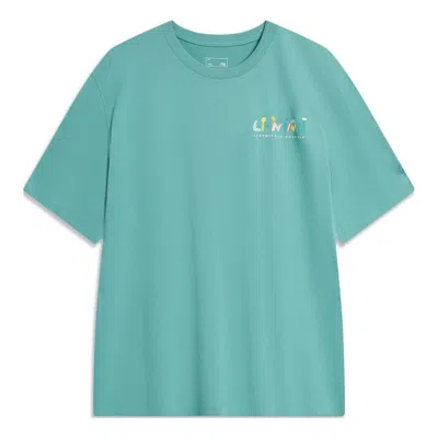 Li-ning Floral Graphic T-shirt 'teal' In Blue