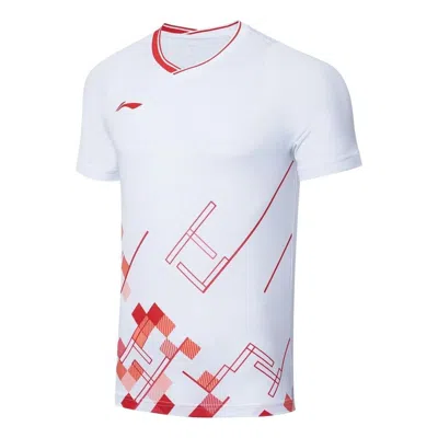 Li-ning Graphic Badminton Competition T-shirt 'white Red'