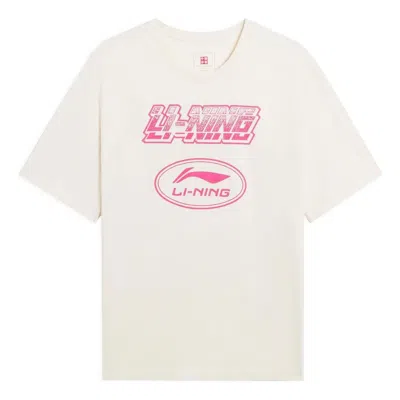 Li-ning Graphic T-shirt 'beige Pink' In White