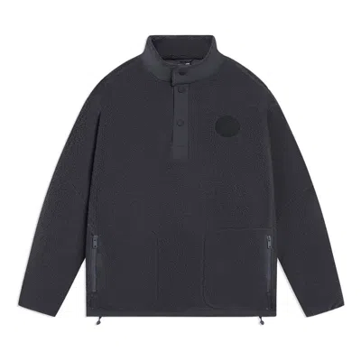 Li-ning Half Zip Polar Fleece Jacket 'dark Grey' In Blue