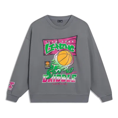 Li-ning Hoops Cartoon Graphic Sweatshirt 'grey' In Gray