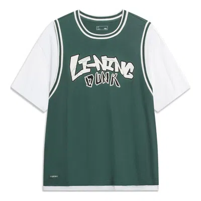 Li-ning Hoops Graphic Faux Two Piece T-shirt 'green White'