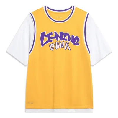Li-ning Hoops Graphic Faux Two Piece T-shirt 'yellow Purple'