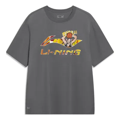 Li-ning Hoops Graphic T-shirt 'grey' In Gray
