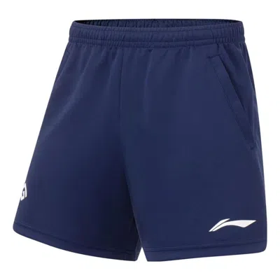 Li-ning Logo Badminton Training Shorts 'navy' In Blue
