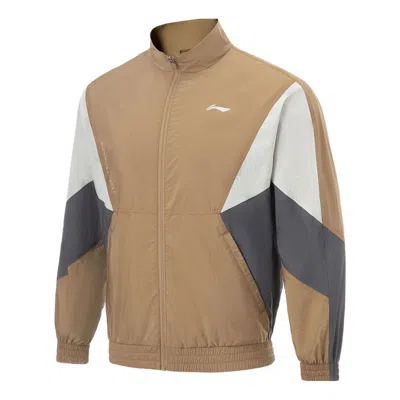 Li-ning Logo Color Block Training Waterproof Jacket 'light Brown Grey'