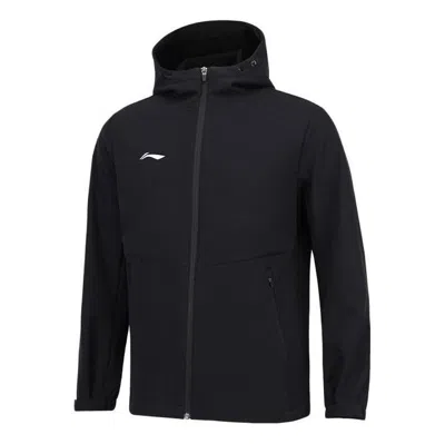 Li-ning Logo Fleece Full Zip Hooded Jacket 'black'