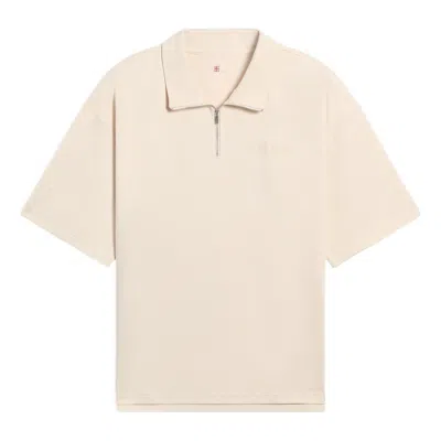 Li-ning Logo Half Zip Polo Shirt 'creamy White' In Neutral