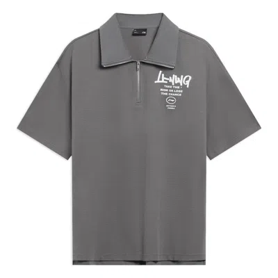 Li-ning Logo Polo Shirt 'grey' In Gray